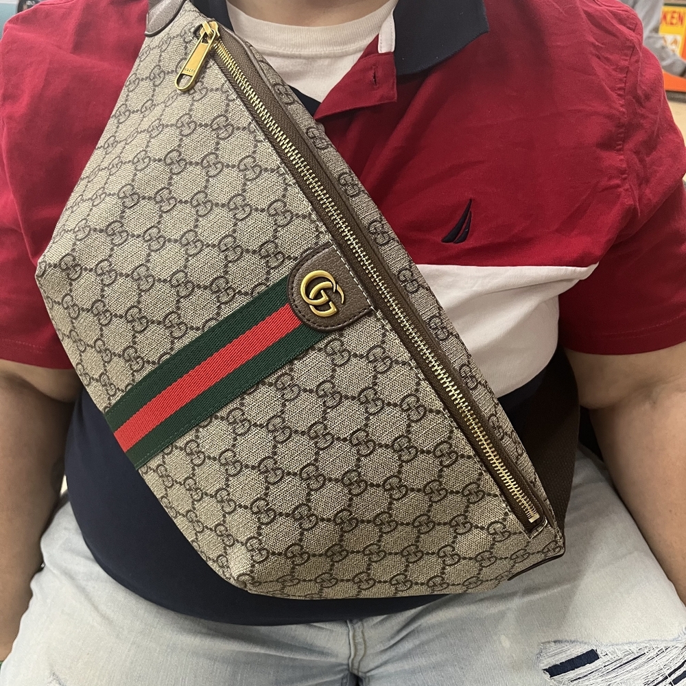 Stylish Designer Belt Bag in Beige and Green